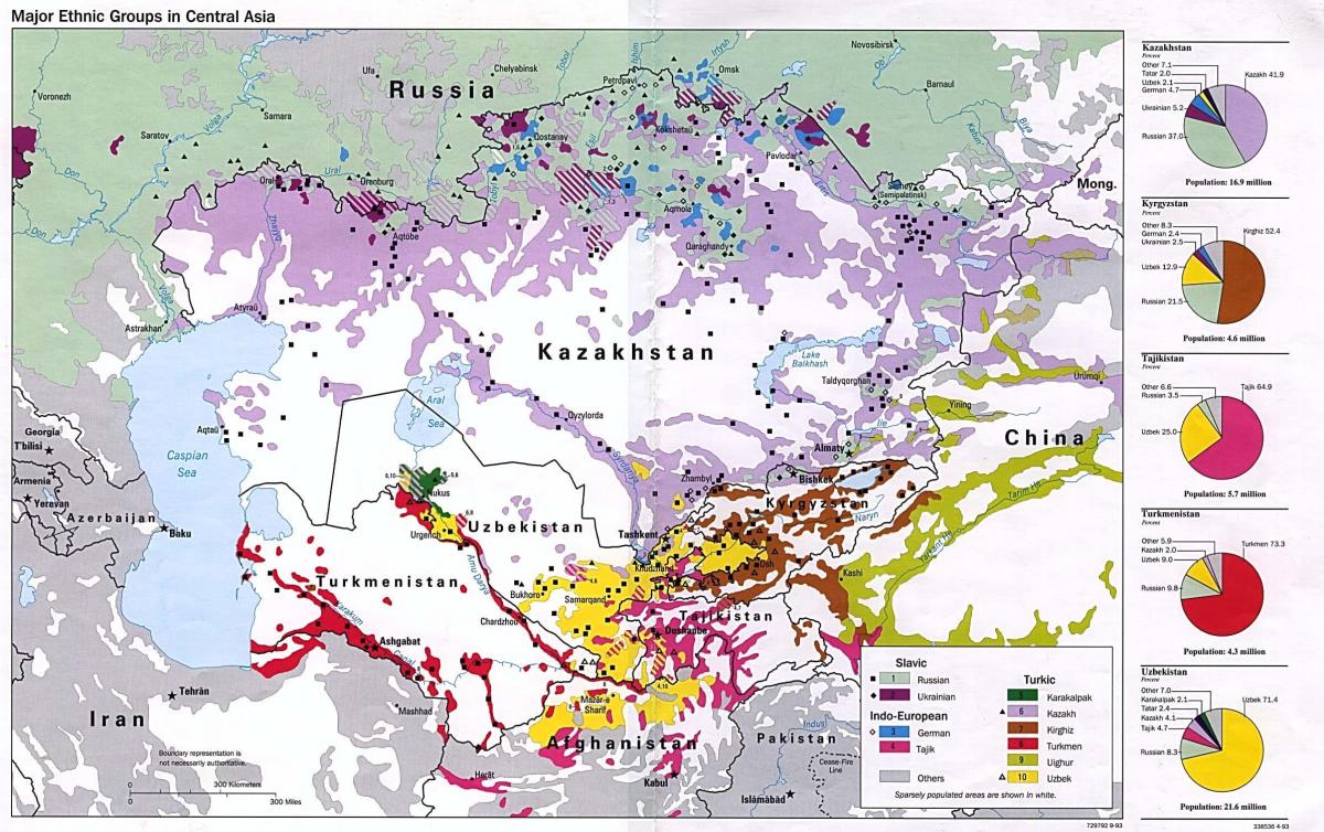 แผนที่ของคาซักสถานประชากร